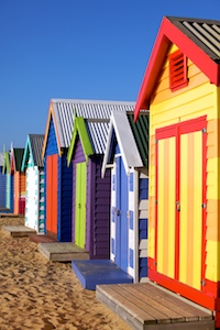 Beach Boxes on the Bay, Melbourne Australia