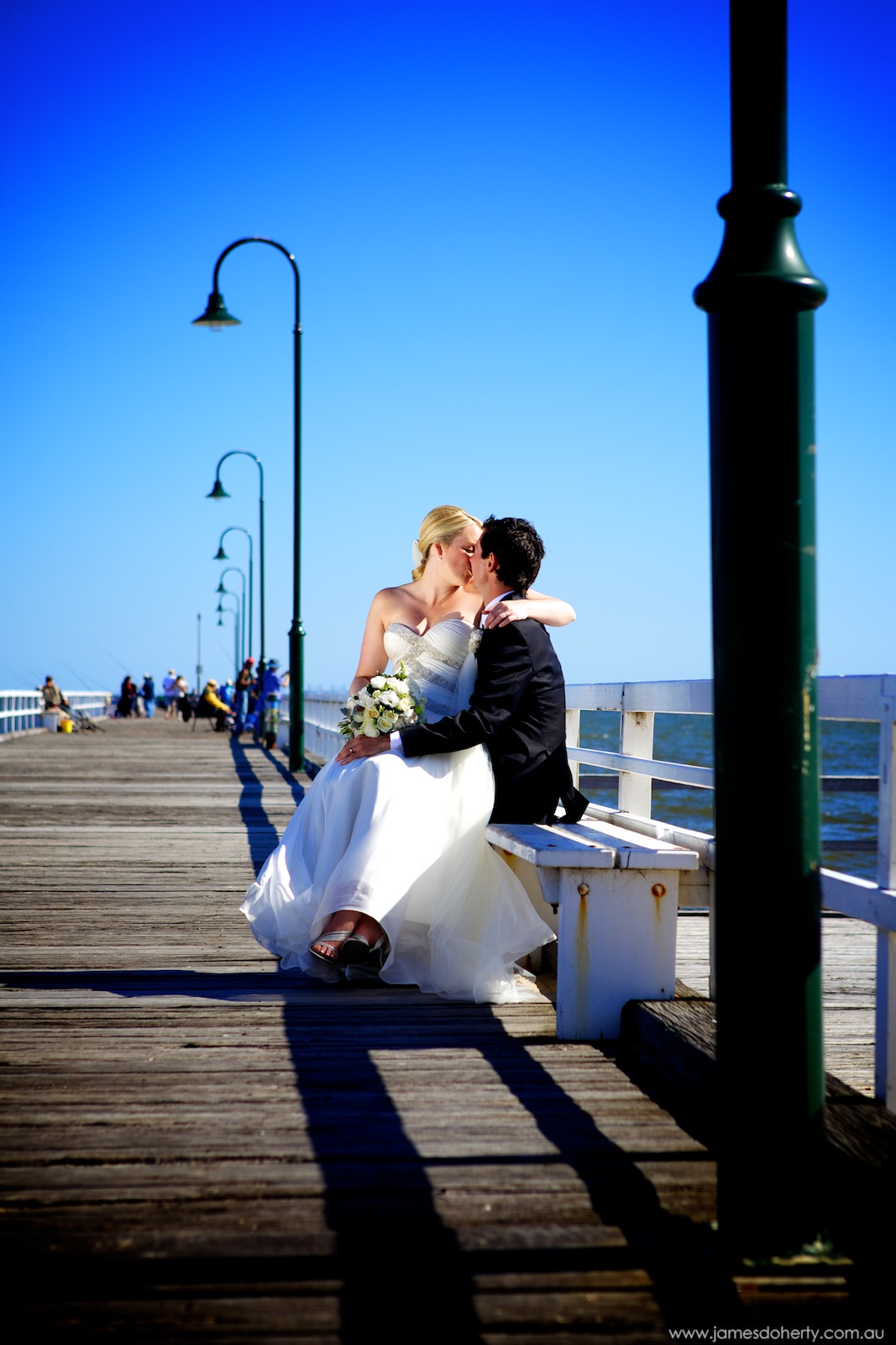Matt and Jo on the pier at St Kilda Beach